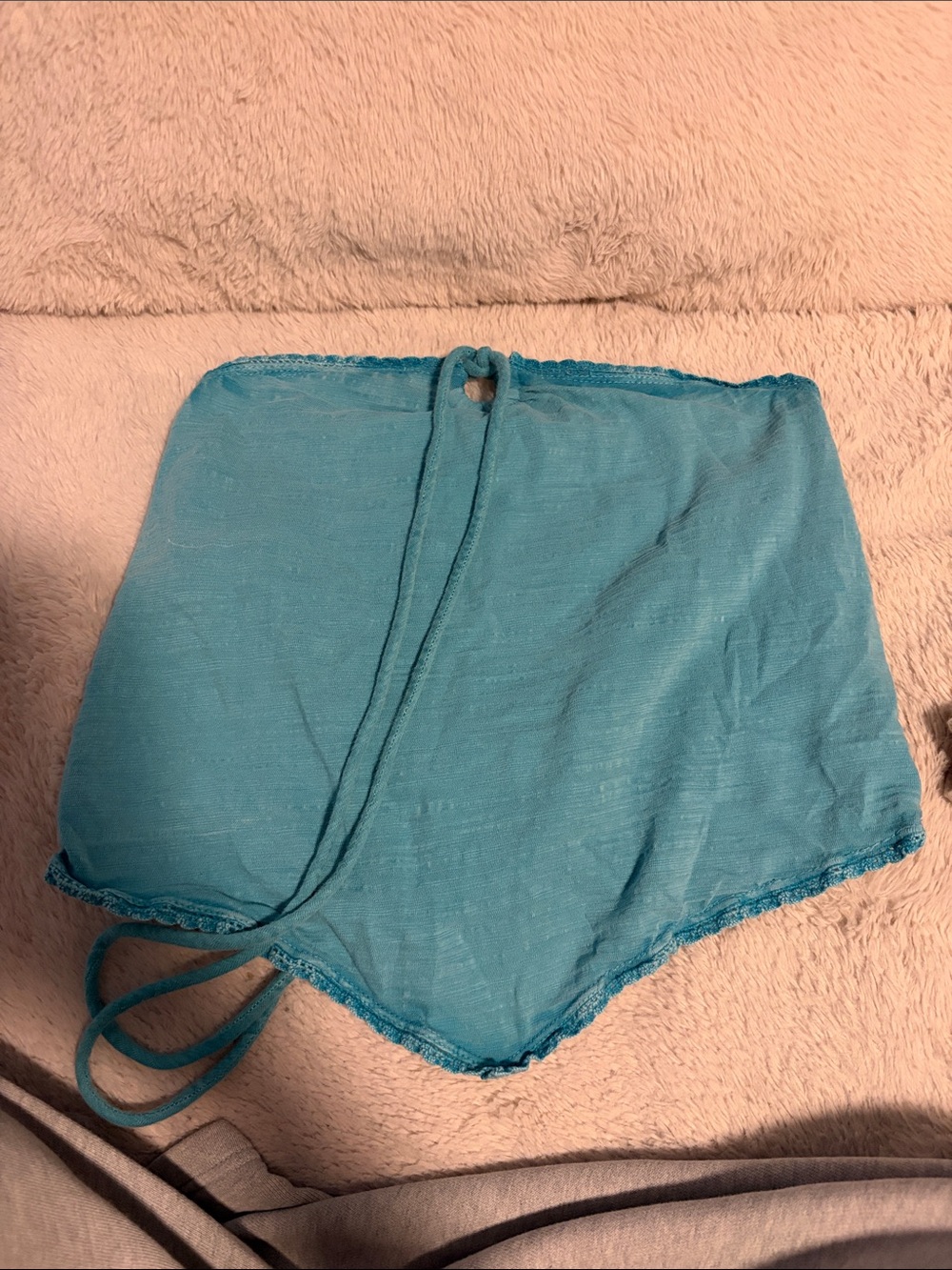 Urban Outfitters Turquoise Cropped Tie-Front Top
